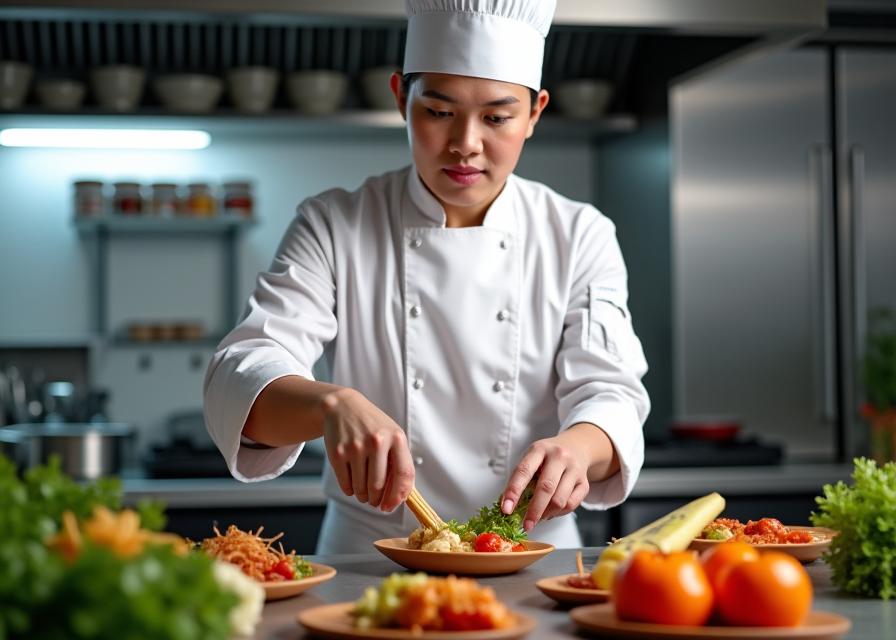 Chef profesional mengajar masakan Malaysia